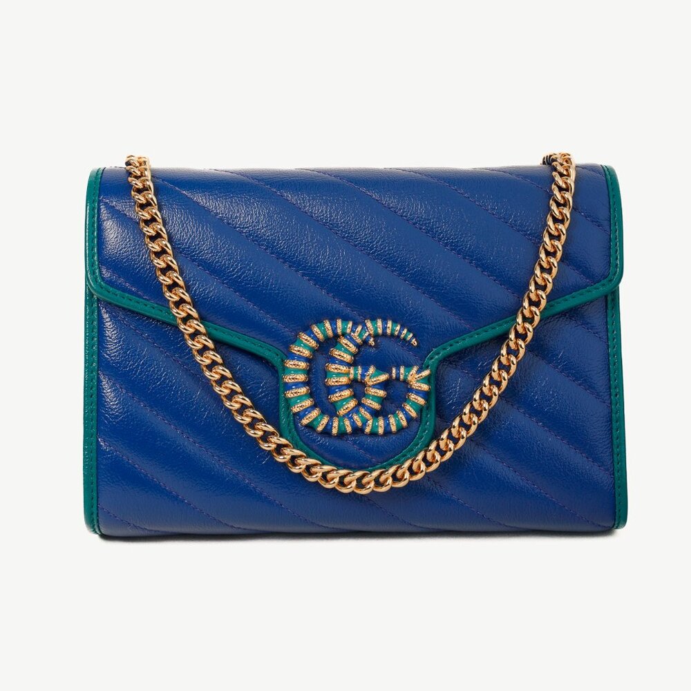 Gucci Torchon GG Marmont Imperial Blue & Pavone Matelasse Shoulder Bag